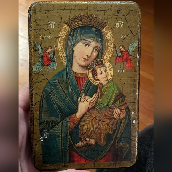 Our Lady of Perpetual Help Replica on Wood 5.5" x 3.5" - Picture 3 of 8